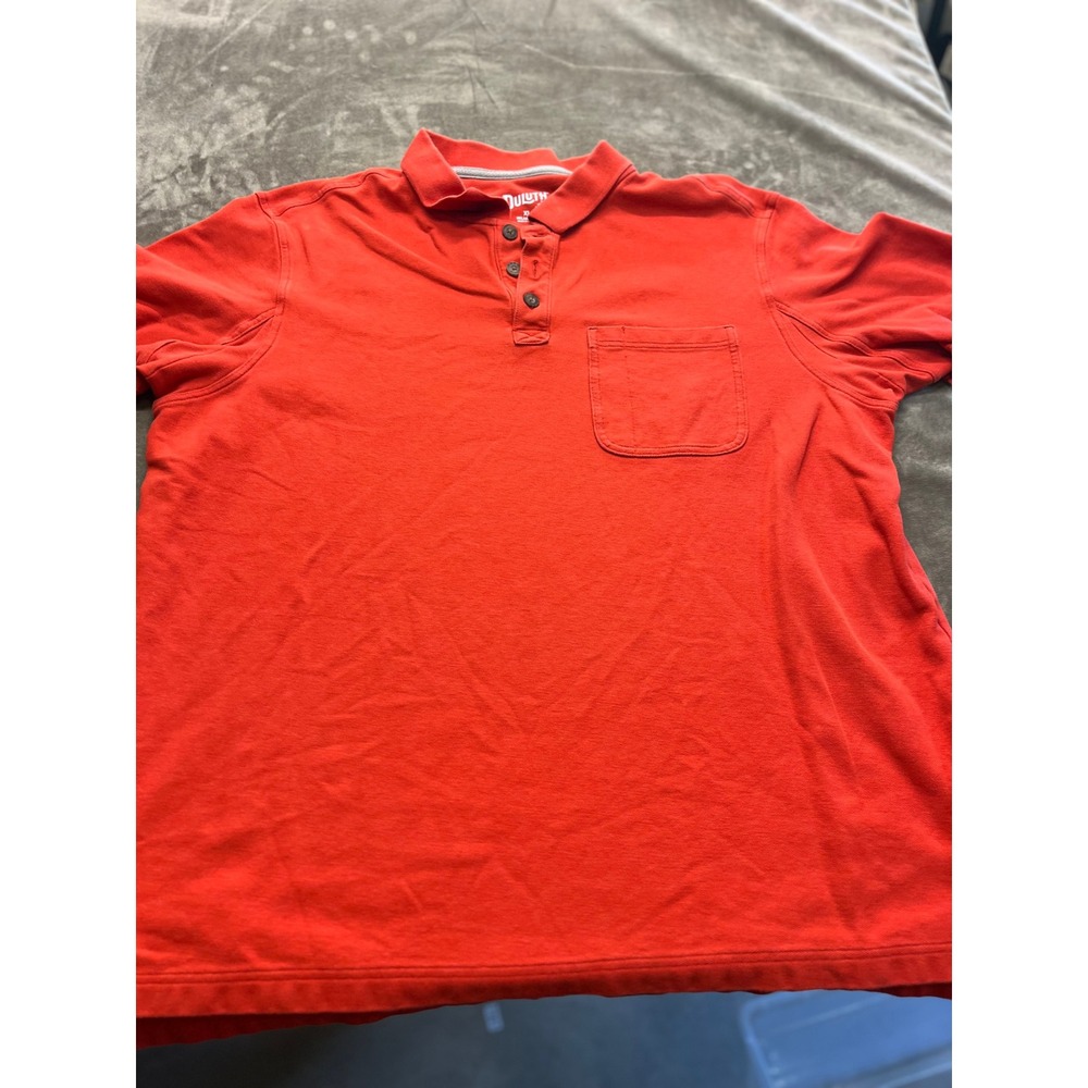 Duluth Trading Co Mens XL Relaxed Fit Short‎ Sleeve Pocket Polo Shirt Red